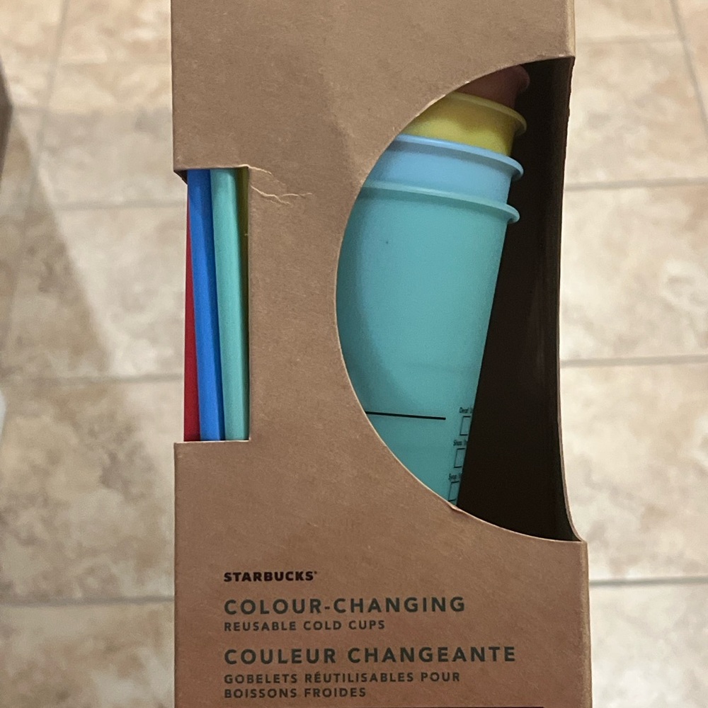 Starbucks Aqua Blue Reusable Tumbler with Colorful Straws